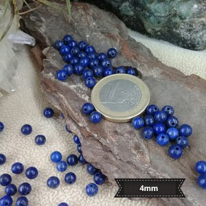 Lot of LAZULI LAPIS bead, smooth round bead in real natural semi precious stone, 4 6 & 8mm 4mm BLEU UNI