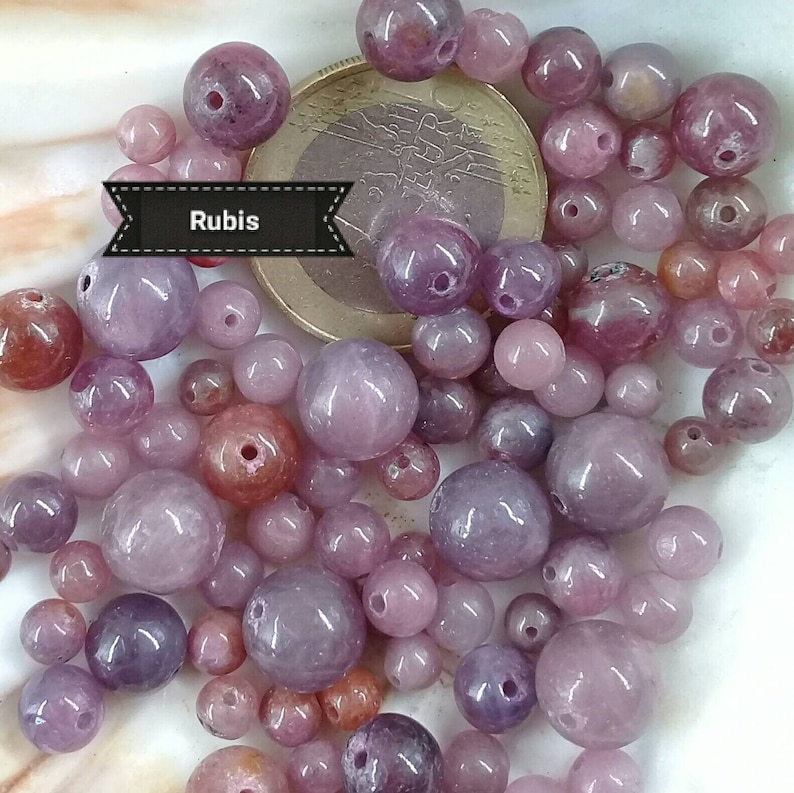 Perles de RUBIS 4 5 8 & 10mm Grade AA, Lot de Véritable Pierre Naturelle Semi Précieuse en Perle Ronde de Birmanie image 1