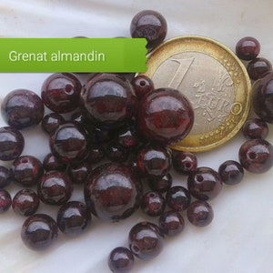 lot de perles de GRENAT ALMANDIN qualité extra A, perle ronde lisse en véritable pierre naturelle semi précieuse, 4mm 6mm 8mm 10mm image 1