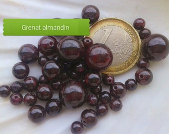 lot de perles de GRENAT ALMANDIN qualité extra A, perle ronde lisse en véritable pierre naturelle semi précieuse, 4mm 6mm 8mm 10mm