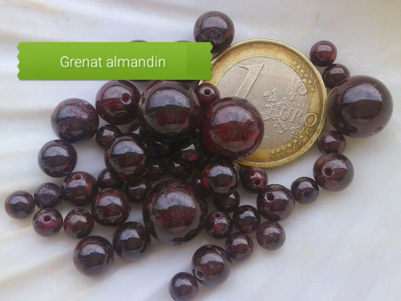 lot de perles de GRENAT ALMANDIN qualité extra A, perle ronde lisse en véritable pierre naturelle semi précieuse, 4mm 6mm 8mm 10mm image 1