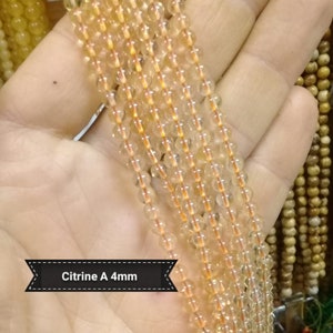 Natural CITRINE BEADS 4 6 8 10 12mm from Brazil AAA Grade, Genuine Semi Precious Stone in Round Smooth Bead 4