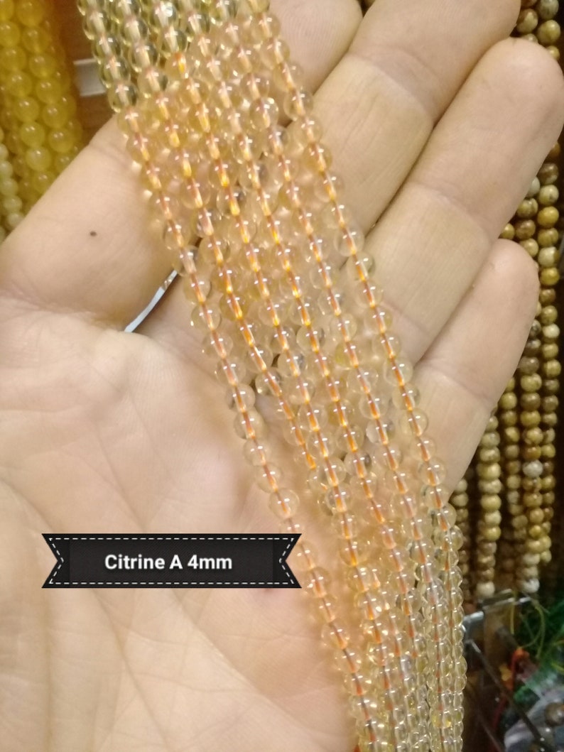 Natural CITRINE BEADS 4 6 8 10 12mm from Brazil AAA Grade, Genuine Semi Precious Stone in Round Smooth Bead 4