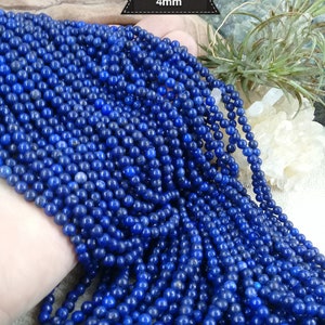 Lot of LAZULI LAPIS bead, smooth round bead in real natural semi precious stone, 4 6 & 8mm image 2