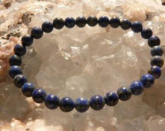 LAPIS-LAZULI A+round pearl bracelet on elastic thread