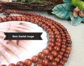 Cuentas de sándalo rojo en 6 y 8 mm, lote variable en madera natural real, kit de bricolaje para joyería de pulsera budista Mala del Tíbet