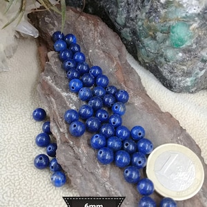 Lot of LAZULI LAPIS bead, smooth round bead in real natural semi precious stone, 4 6 & 8mm 6mm BLEU UNI