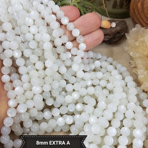 Perles de PIERRE de LUNE adulaire extra A, perle ronde lisse en véritable pierre naturelle semi précieuse Zhejiang Chine, 6 & 8mm image 4