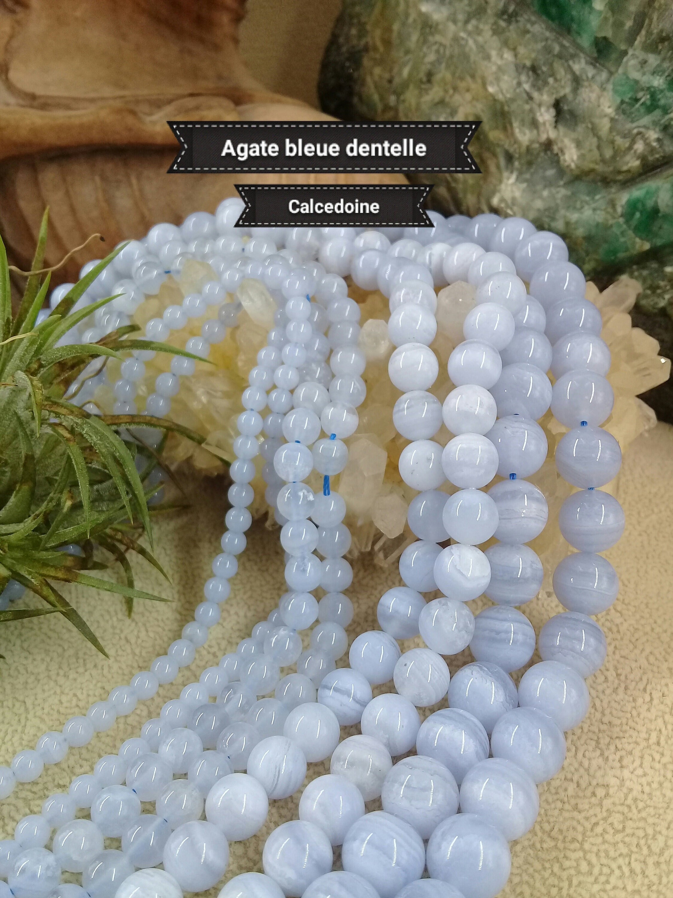 Lot De 30 Perles En Calcédoine D'Australie - 6 Mm, Gemmes Naturelles Pour Création De Bijoux