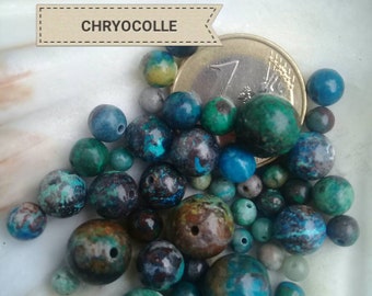 Lot de perles de CHRYSOCOLLE extra AA, perle ronde lisse en véritable pierre naturelle semi précieuse, 6mm 8mm 10mm