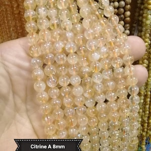 Natural CITRINE BEADS 4 6 8 10 12mm from Brazil AAA Grade, Genuine Semi Precious Stone in Round Smooth Bead 8