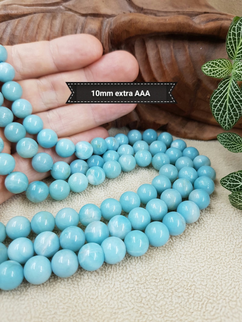 Perles dAMAZONITE bleue AAA 4 6 8& 10mm , perle ronde lisse naturelle pierre semi précieuse image 7