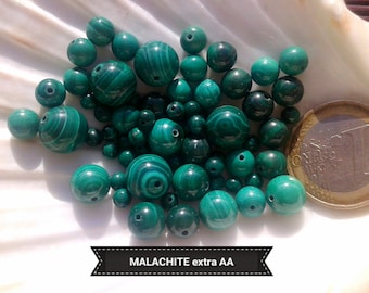 Perles de MALACHITE 4 6 8 10 & 12mm grade AA, perle ronde lisse en véritable pierre naturelle semi précieuse