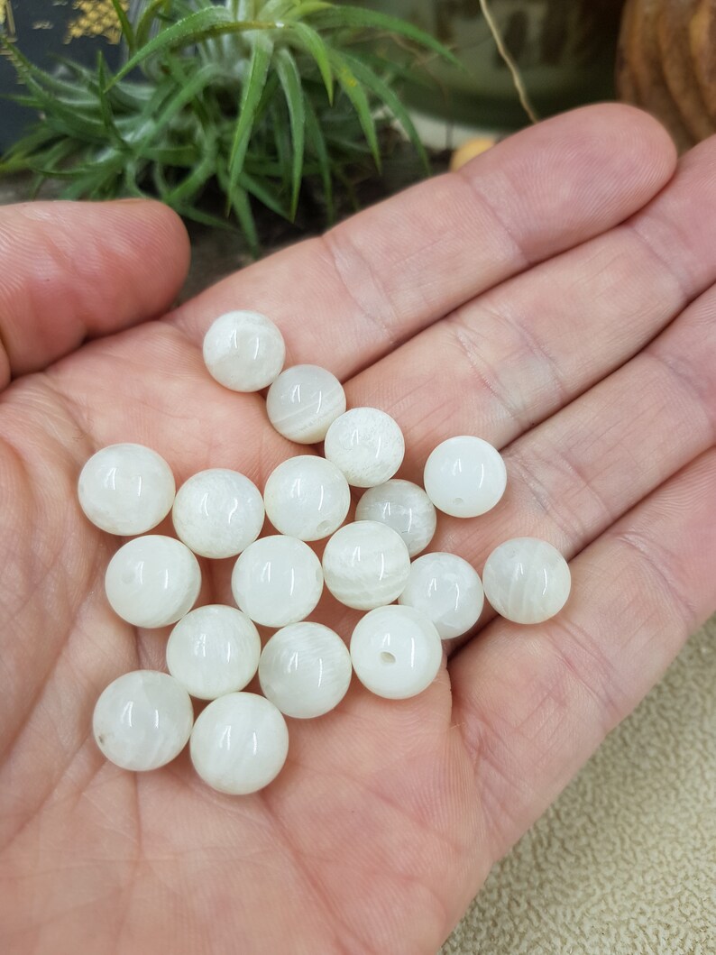 Perles de PIERRE de LUNE adulaire extra A, perle ronde lisse en véritable pierre naturelle semi précieuse Zhejiang Chine, 6 & 8mm 10mm A adulaire