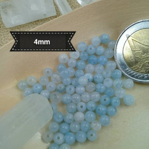 Natural AQUAMARINE bead 4 6 8 & 10mm grade A from Brazil, real semi precious stone in smooth round bead image 3