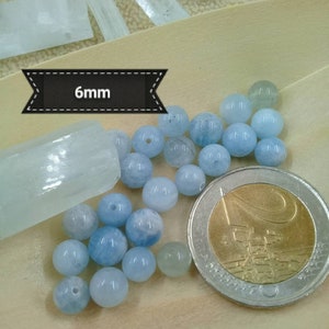 Natural AQUAMARINE bead 4 6 8 & 10mm grade A from Brazil, real semi precious stone in smooth round bead image 5