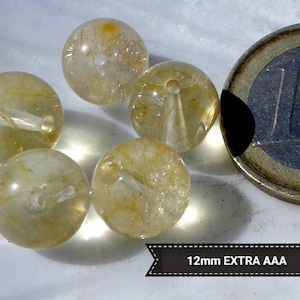 Natural CITRINE BEADS 4 6 8 10 12mm from Brazil AAA Grade, Genuine Semi Precious Stone in Round Smooth Bead 12