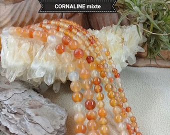 NEW! Brin de 40cm en Perle de CORNALINE Mixte 6 ou 8mm, Véritable Pierre Naturelle Semi Précieuse en Perle Ronde Lisse