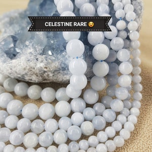 Rare Celestine Pearl 6 8 10mm from Madagascar, Genuine Natural Semi Precious Round Pearls
