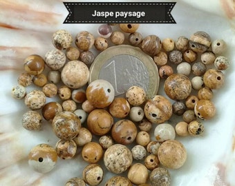 Natural stone beads from JASPER LANDSCAPE (paysage) for bracelet, custom made round smooth real semi precious stone bead sets, 4 6 & 8mm