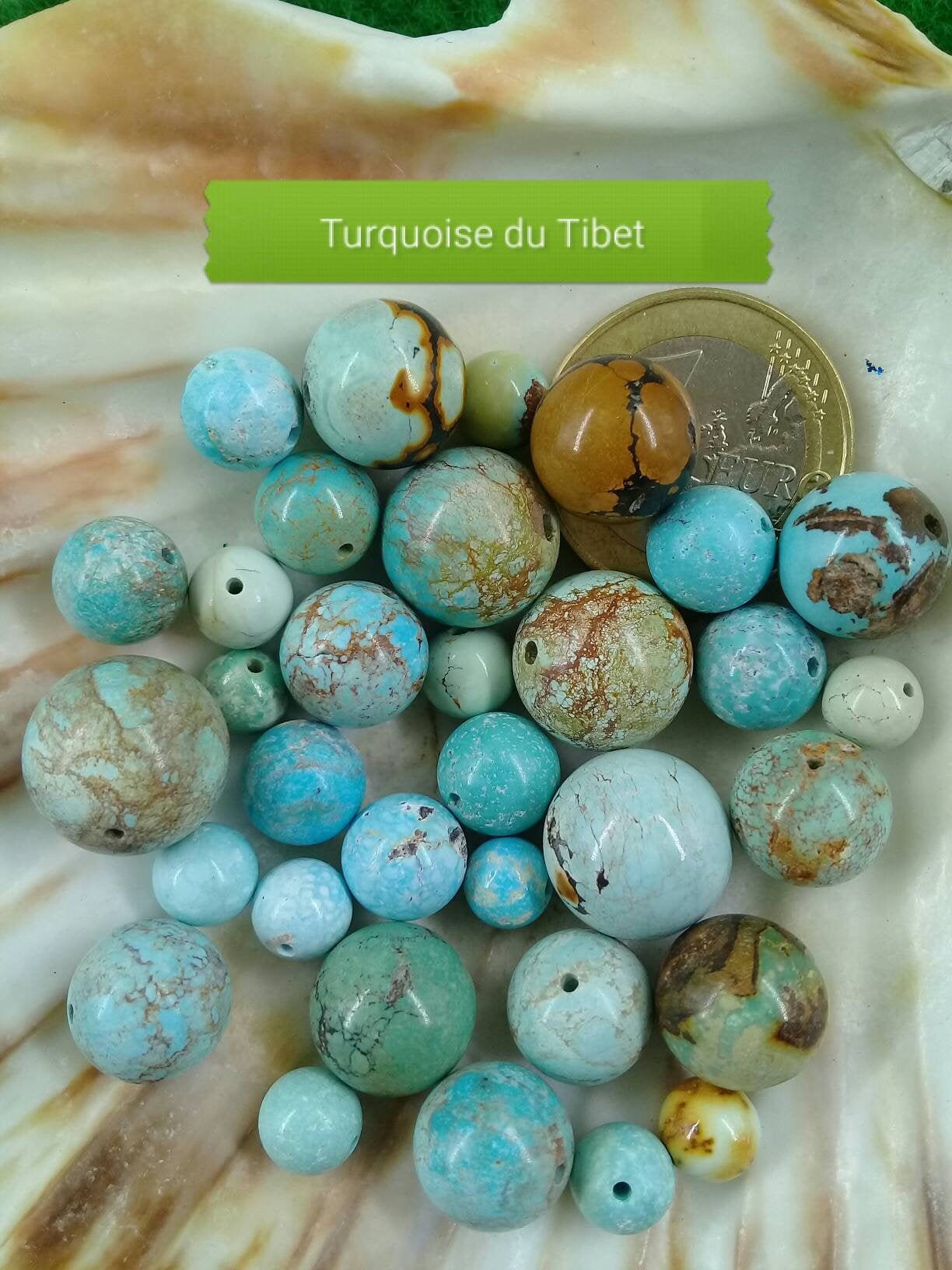 Perles Turquoise Rondes 10 Mm – Lot De 6 Pierres Fines Naturelles, 45 Carats