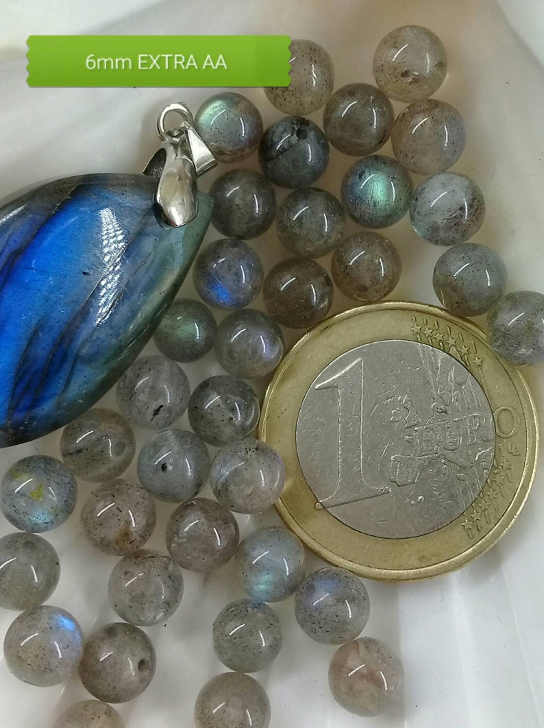 Perle de LABRADORITE 4 6 8 & 10mm Grade A de Madagascar, Véritable Pierre Naturelle Semi Précieuse en Perle Ronde Lisse 6