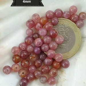 Perles de RUBIS 4 5 8 & 10mm Grade AA, Lot de Véritable Pierre Naturelle Semi Précieuse en Perle Ronde de Birmanie image 2