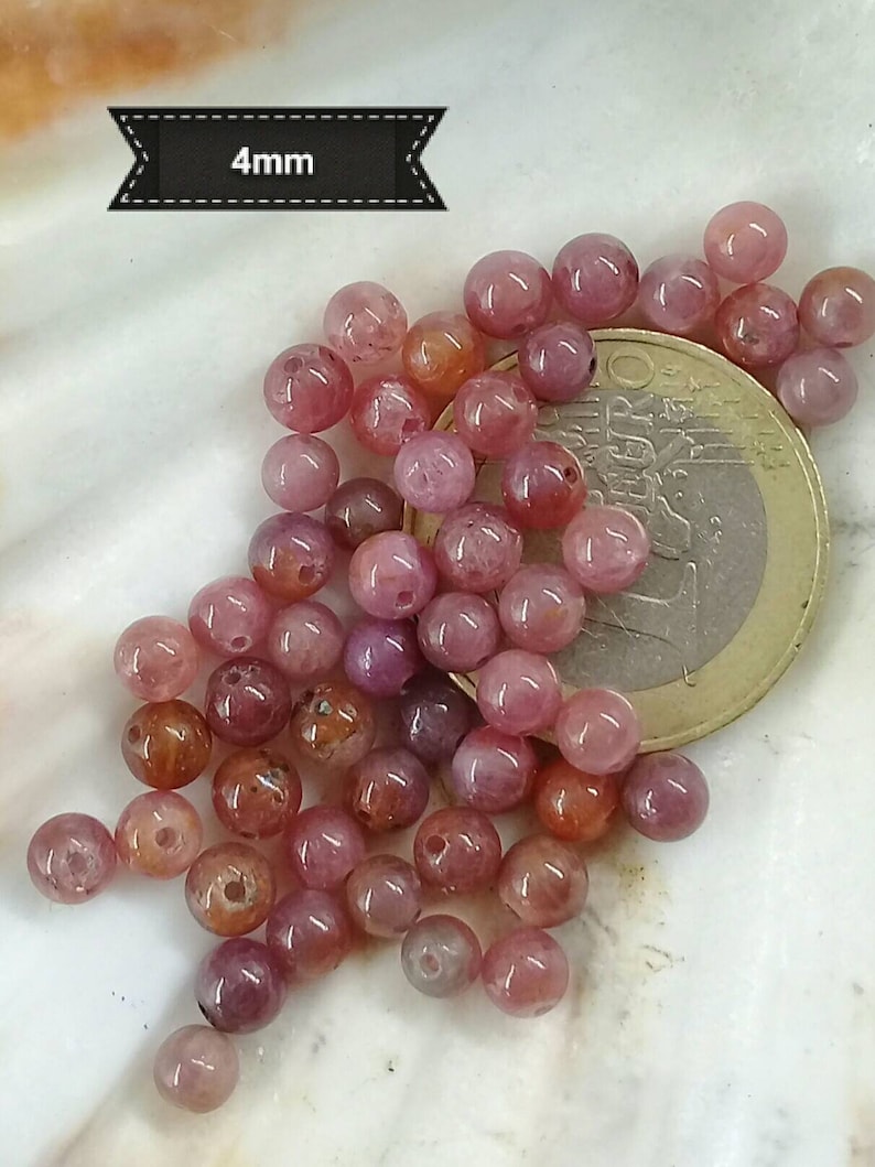 Perles de RUBIS 4 5 8 & 10mm Grade AA, Lot de Véritable Pierre Naturelle Semi Précieuse en Perle Ronde de Birmanie image 2