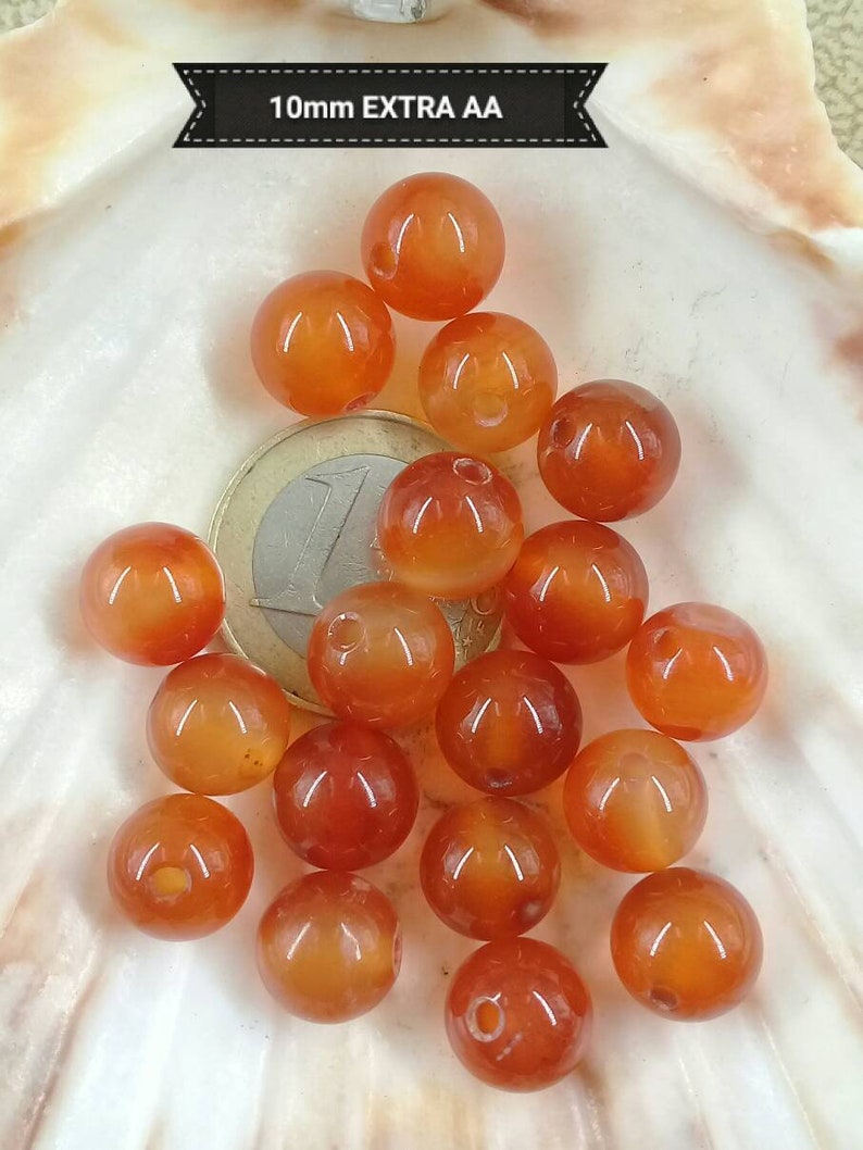 Perle de CORNALINE unie 4 6 8 & 10mm, lot de véritable pierre naturelle semi précieuse en perle ronde lisse image 8