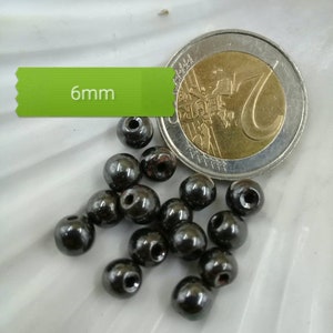 lot de perles d' HÉMATITE, perle ronde lisse en véritable pierre naturelle semi précieuse, 4mm 6mm 8mm 10mm 6