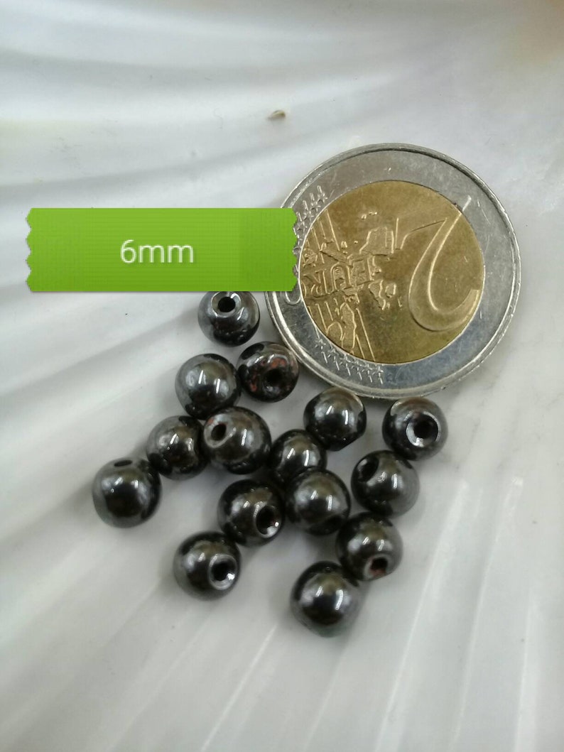 lot de perles d' HÉMATITE, perle ronde lisse en véritable pierre naturelle semi précieuse, 4mm 6mm 8mm 10mm 6