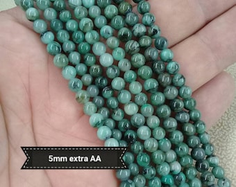 lot rare de perles d'ÉMERAUDE 5mm extra A de Colombie,véritable perle ronde lisse en pierre naturelle semi précieuse