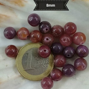 Perles de RUBIS 4 5 8 & 10mm Grade AA, Lot de Véritable Pierre Naturelle Semi Précieuse en Perle Ronde de Birmanie 8mm+