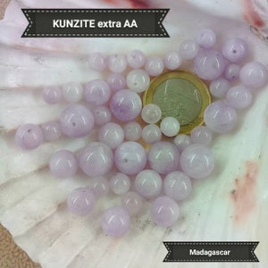 Perle KUNZITE 6 8 e 10 mm dal Madagascar Grado extra AA, perla rotonda liscia in vera pietra naturale semipreziosa
