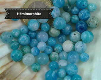 Lot de perle d'HÉMIMORPHITE trés RARE!!, perle ronde lisse en véritable pierre naturelle semi précieuse, 6mm 8mm