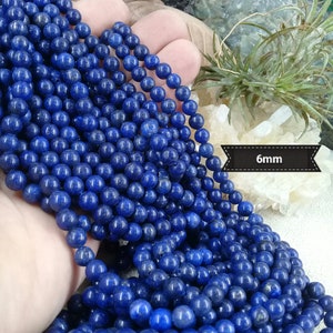 Lot of LAZULI LAPIS bead, smooth round bead in real natural semi precious stone, 4 6 & 8mm image 4