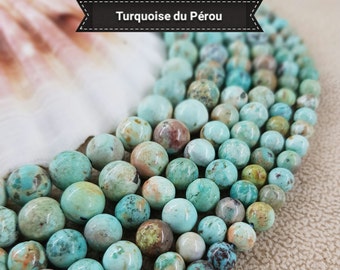 NEW! 40cm strand of Peruvian Turquoise Bead 6 or 8mm, Genuine Natural Semi Precious Stone in Smooth Round Bead