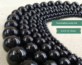 Natural Black Tourmaline Bead 4 6 8 10 12mm Grade AA, Genuine Semi Precious Round Smooth Bead from Africa or Asia