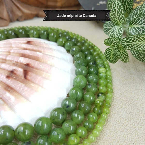Rare Perles de JADE NÉPHRITE 4 6 8 10mm du Canada, Véritable Pierre Semi Précieuse en Perle Ronde Lisse