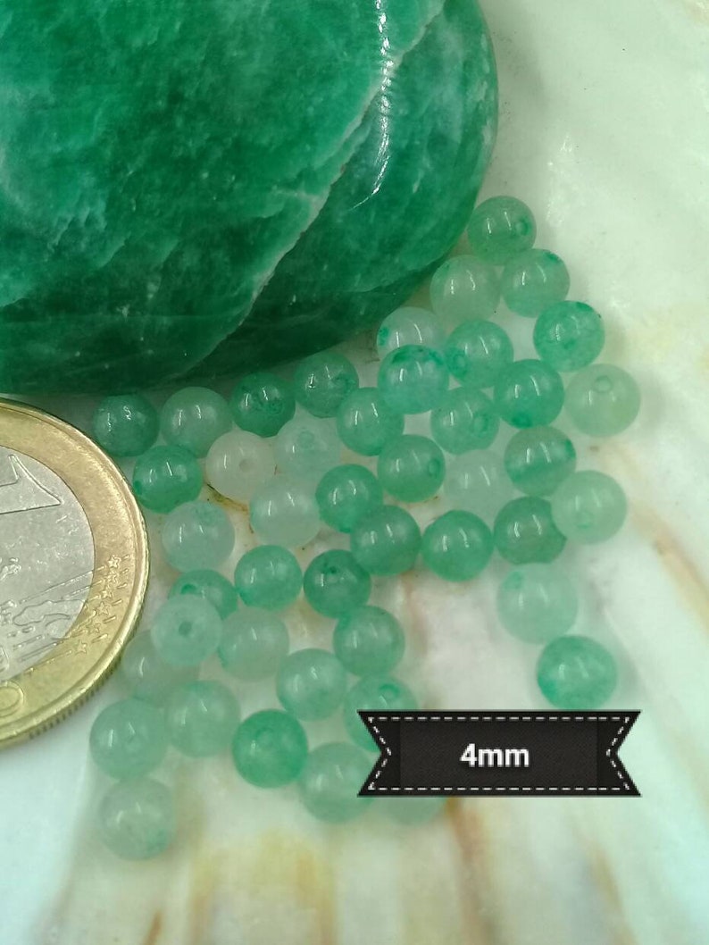 Perles d'AVENTURINE VERTE 4 6 8 & 10mm, perle ronde lisse en véritable pierre naturelle semi précieuse image 2