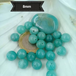 Perles dAMAZONITE bleue AAA 4 6 8& 10mm , perle ronde lisse naturelle pierre semi précieuse 8mm extra AAA