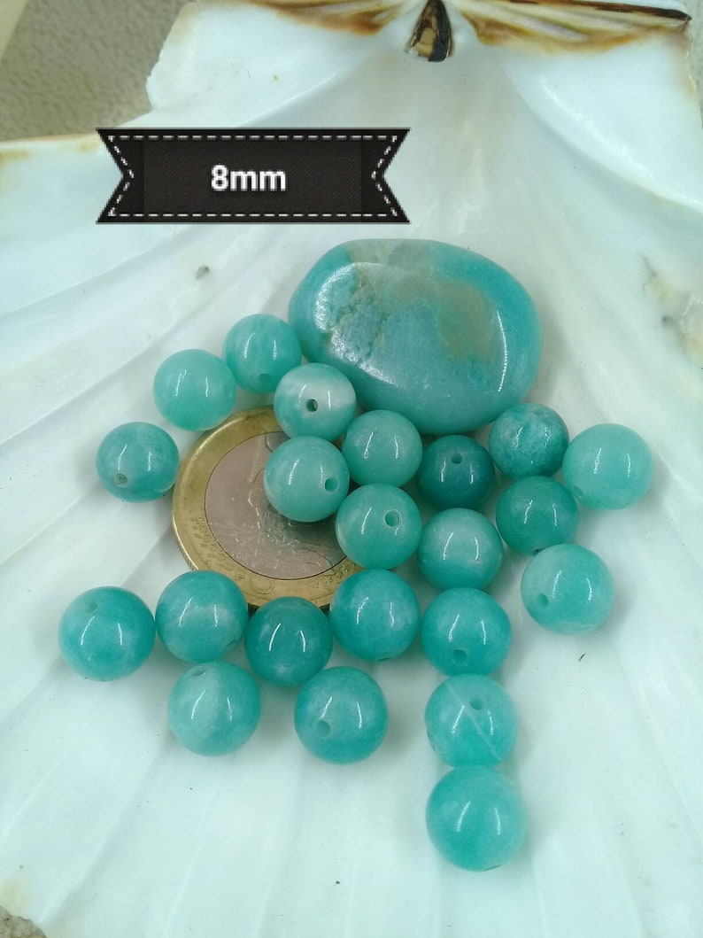 Perles dAMAZONITE bleue AAA 4 6 8& 10mm , perle ronde lisse naturelle pierre semi précieuse 8mm extra AAA