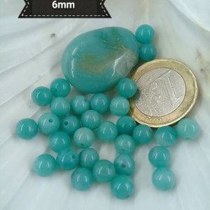 Perles dAMAZONITE bleue AAA 4 6 8& 10mm , perle ronde lisse naturelle pierre semi précieuse 6mm extra AAA