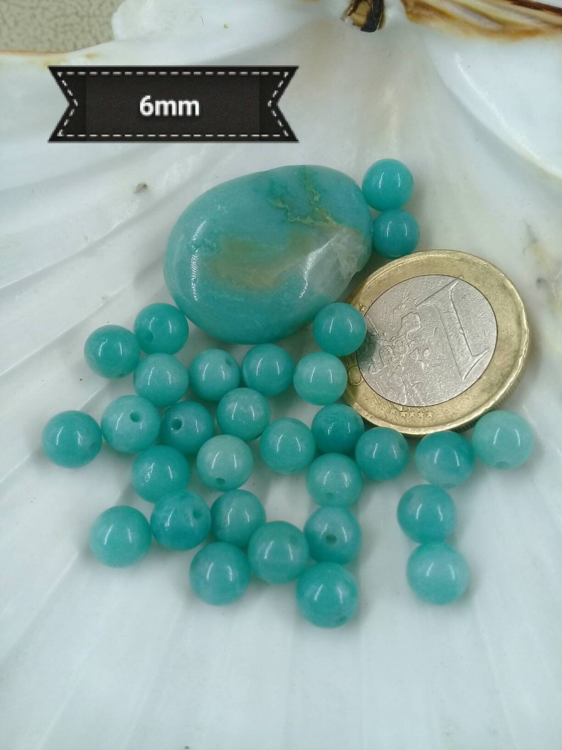 Perles dAMAZONITE bleue AAA 4 6 8& 10mm , perle ronde lisse naturelle pierre semi précieuse 6mm extra AAA