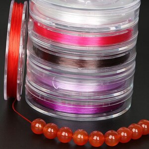 Spool of Elastic Strand 0.8mmx40m, special nylon cord, natural stone bead bracelet and jewelry making and 1 needle offered image 2