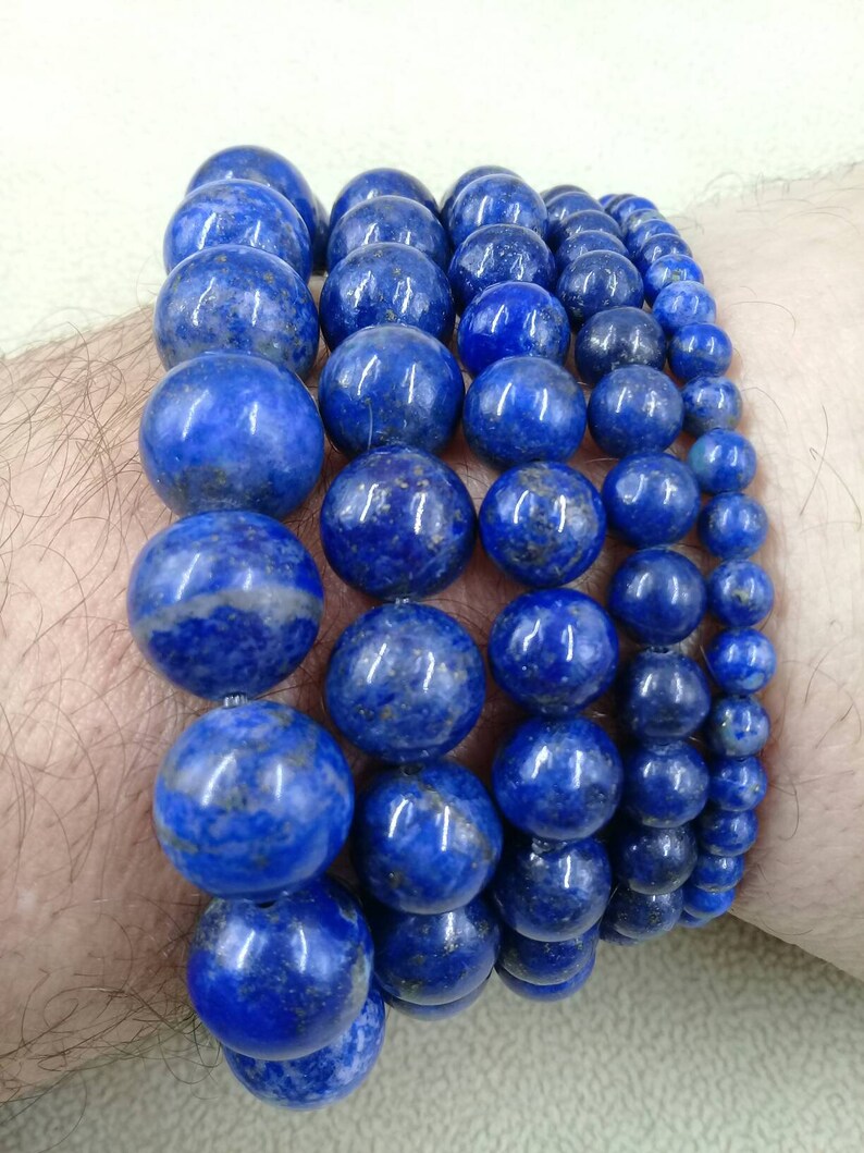 LAPIS-LAZULI bracelet quality AA natural stone bracelet elastic bracelet round beaded bracelet multi sizes semi precious stone