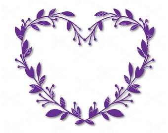 Floral Wreath SVG, PNG, DXF, Eps Cutting Files, flower wreath svg, flower svg, floral svg cut file, monogram frame svg, heart svg dxf