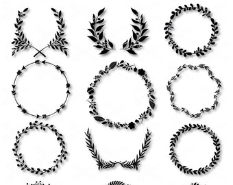 Floral Wreath SVG, PNG, DXF, Eps Cutting Files, leaf circle monogram frame svg, laurel svg, monogram frame svg, laurel wreath svg, circle