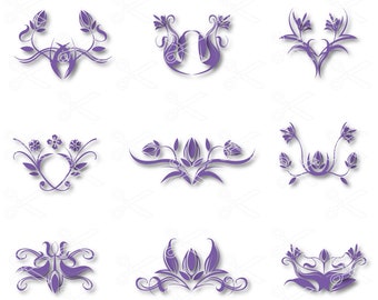 Flourish SVG PNG DXF Eps Cutting Files - flower Svg Dxf Png Eps - Floral Element Svg, Dxf - Divider Svg, Doodles Svg, Border Svg, Swirl Svg