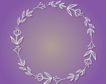 Floral wreath svg, png, dxf, eps cutting files, frame svg, floral svg, wreath svg, flower svg, floral frame svg, laurel wreath svg, clip art
